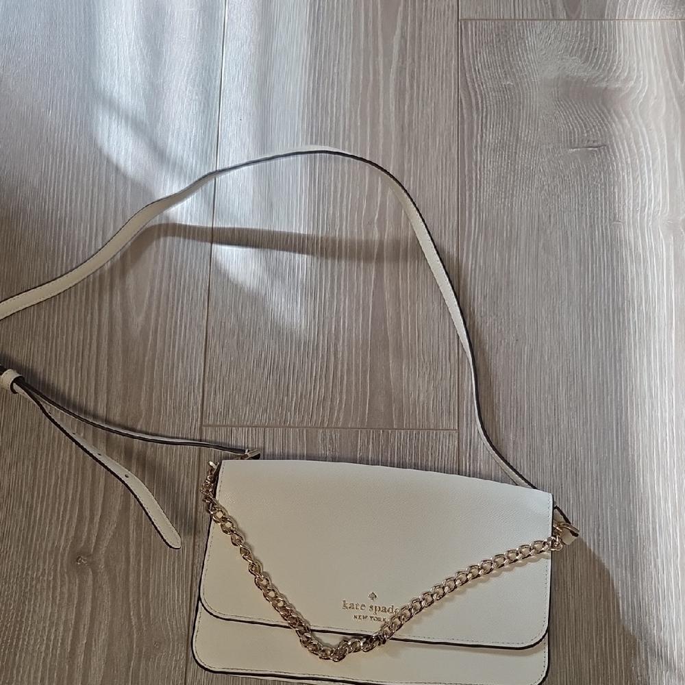Kate Spade Cream Crossbody Bag with Gold Chain